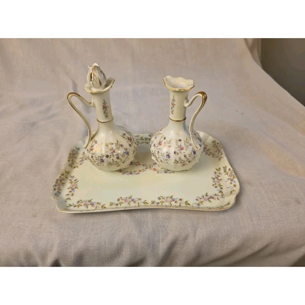 hand painted lenwile china ardalt japan Vanity Set Beautiful Missing One Stopper